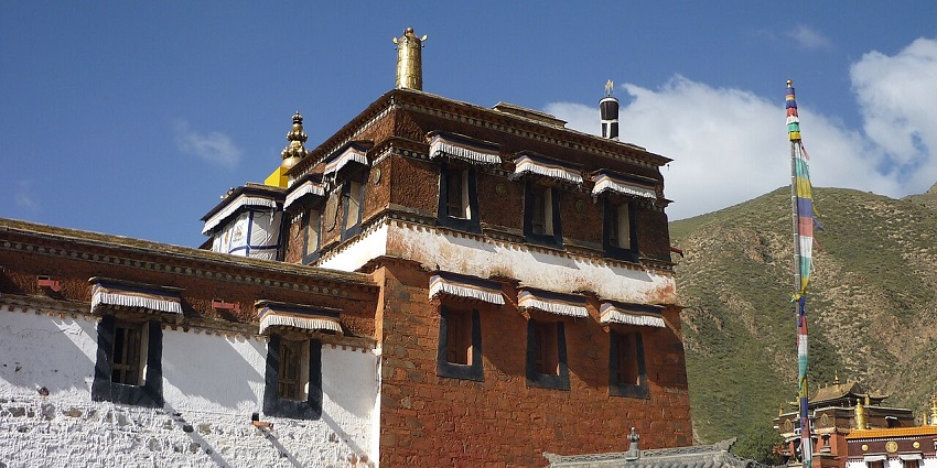 Snapshot of the Buddhist monastery in the hills of trans Himalaya mountain ranges