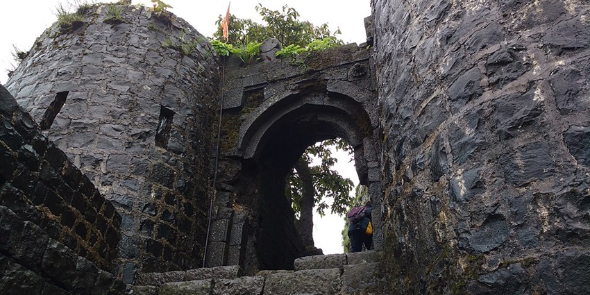 View of the entrance of the magnificent Tikona Fort - one of the things to do at Pawna Lake.