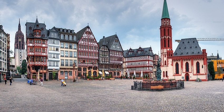 An image showing a view of Römerberg, the historic market square of Frankfurt, Germany.