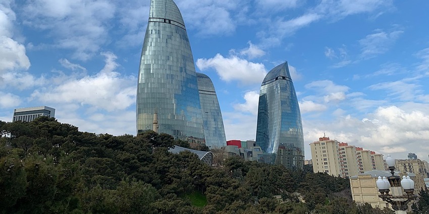 Admire Baku's iconic Flame Towers, a symbol of modernity.