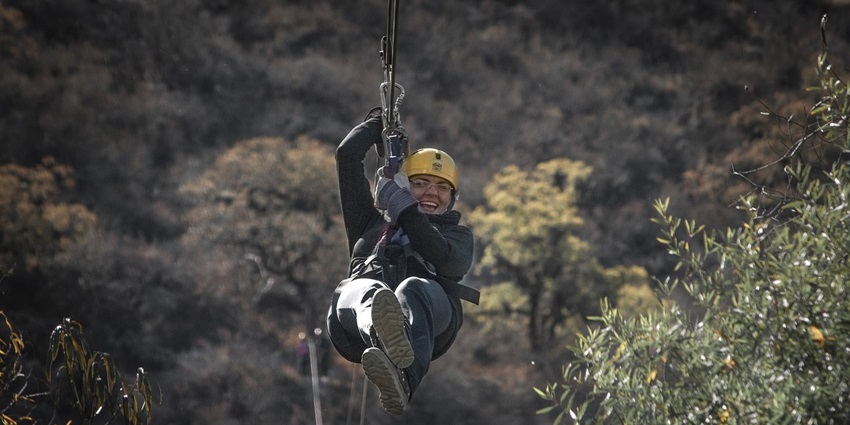 An image resembling Flying Fox Adventure Park in India with extensive zip lines.