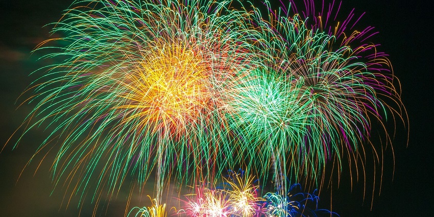 An image resembling fireworks lighting up the skyline of Frankfurt during New Year’s Eve celebrations