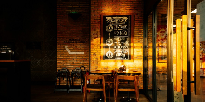 An image of the interiors of a coffee shop with retro ambience similar to the Fuglen