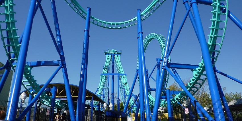 A view of Fun World Water Park in Odisha, India is a popular family destination.