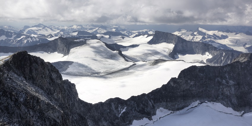 An image showing a breathtaking view from Galdhøpiggen, Norway's highest peak