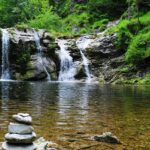 A picture of the serene Ghagra Waterfall surrounded by lush green forests in Jhargram.