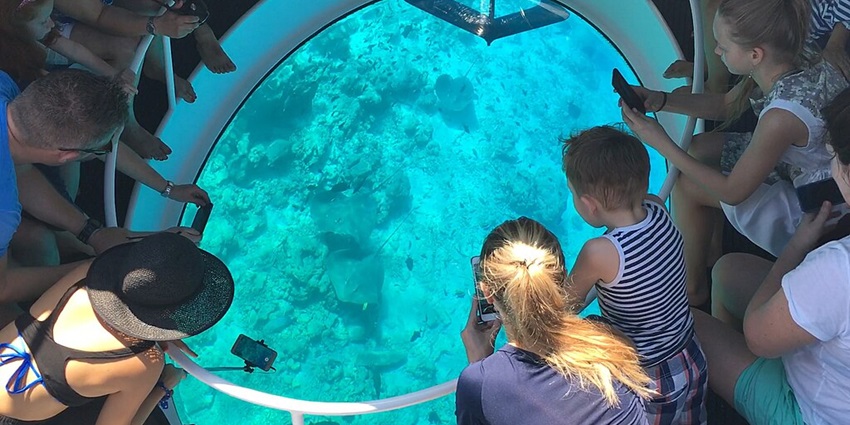 The Glass Bottom Boat Tour at Beau Vallon lets you admire Seychelles’ underwater beauty.