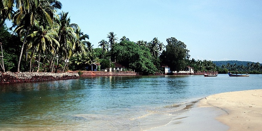 An image of sunny Baga beach of Goa in winter.