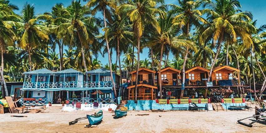 Calangute Beach with people sunbathing at beautiful beaches under the pleasant weather.