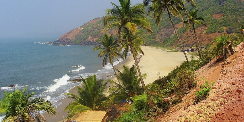 An image of Arambol Beach in Goa, offers several historic sites, beaches, and nightlife.