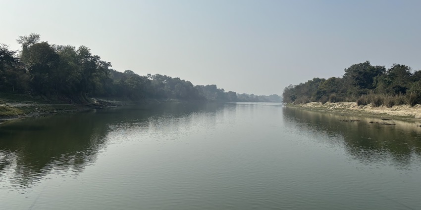 A view of the Gomti River, on whose bank the Gomti River lake is situated in Lucknow.