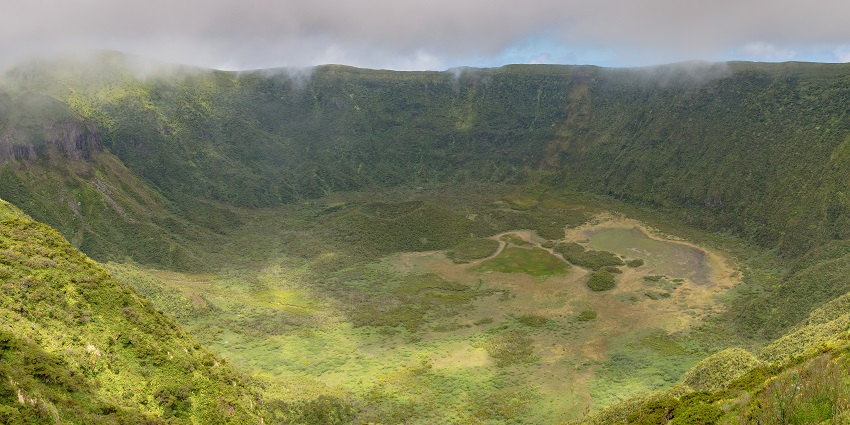 Lush green view of Graciosa Island, a part of Azores Island