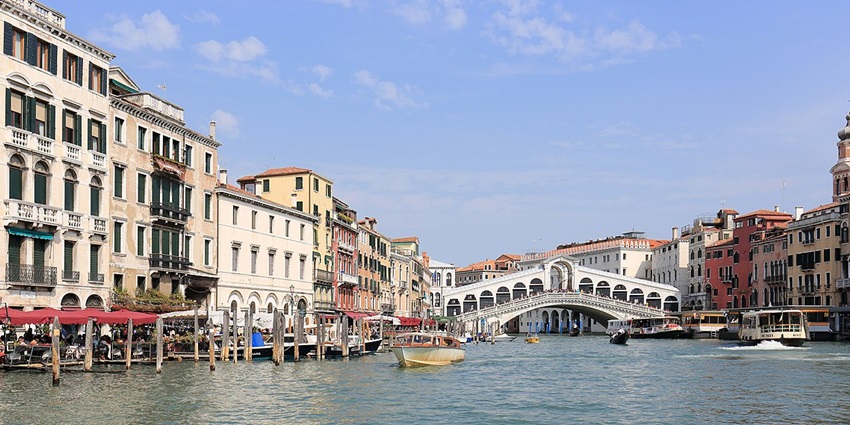 Skyline across the Grand Canal in Venice in Itlay