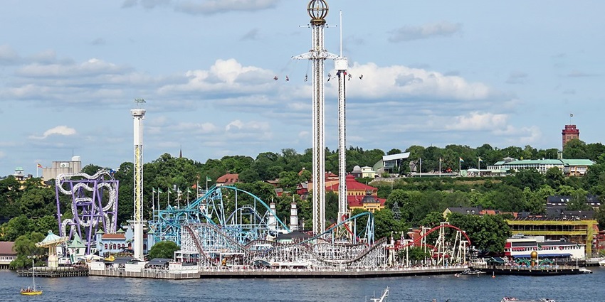 An image showing Gröna Lund, a tourist attraction near Viking Museum in Stockholm, Sweden.