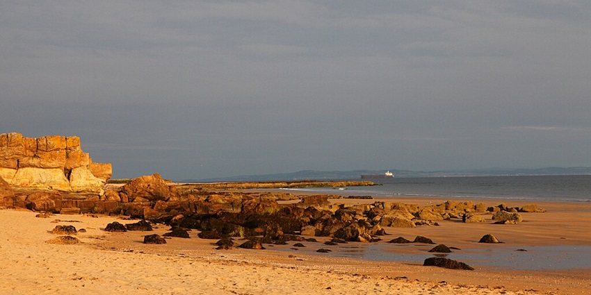 The Gullane Beach seen at sunset with pleasant climate and less crowds, perfect for relaxing.