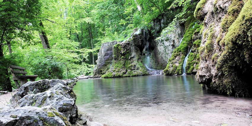 An image showing a view of Güterstein Waterfall.