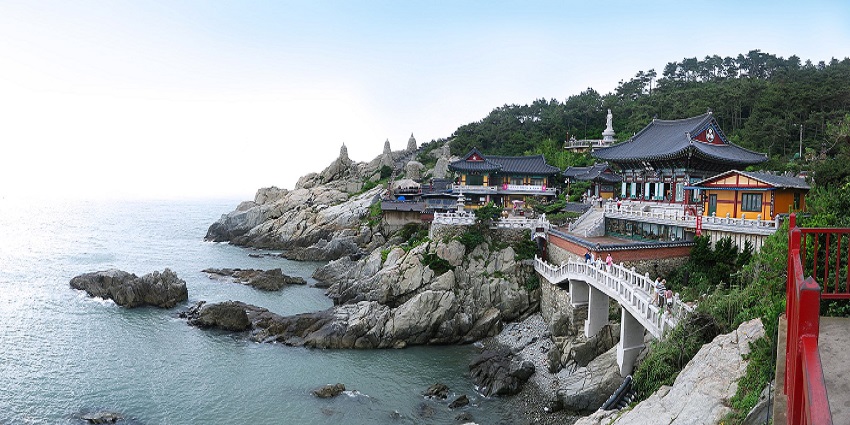 Seaside Buddhist temple offering stunning ocean views and tranquillity in South Korea.