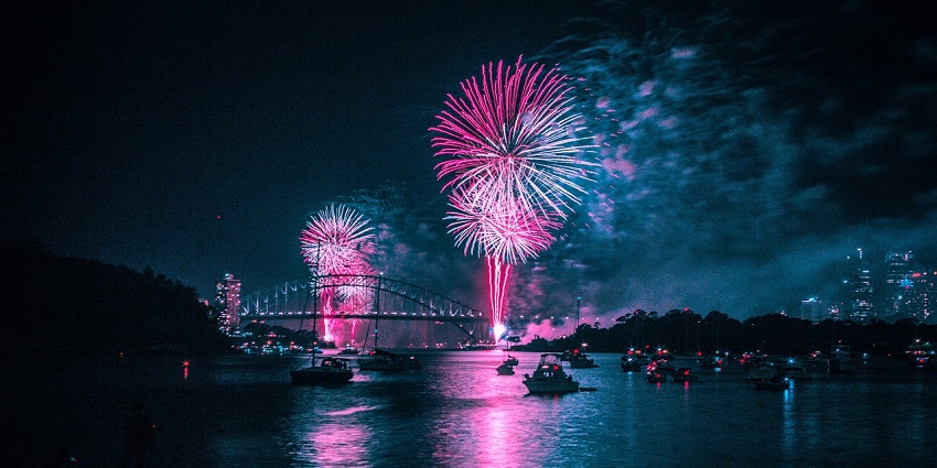 A fireworks display over Hamburg’s harbour during New Year’s Eve parties in Germany