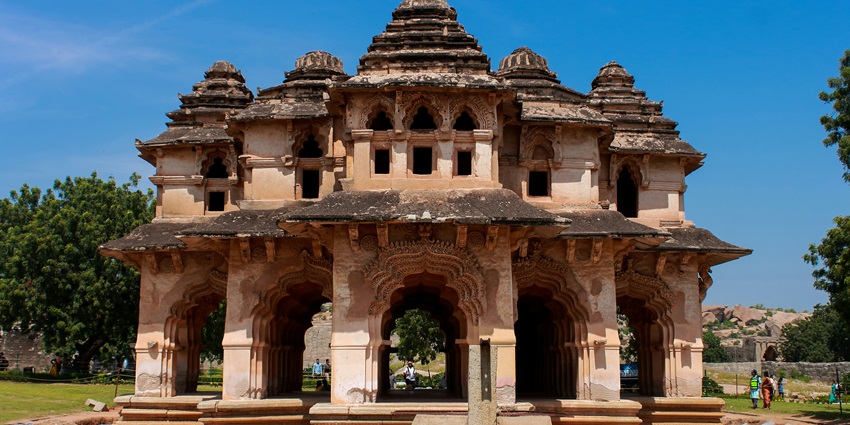 An image of Lotus Mahal, Hampi - one of the best places to visit in October in India for couples