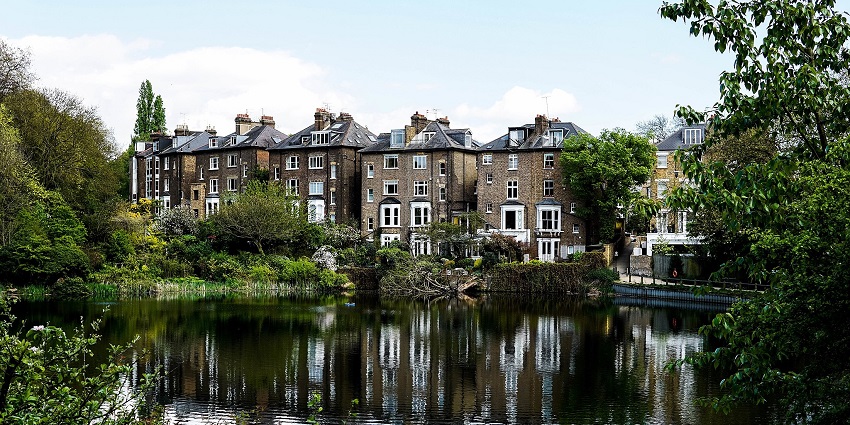 An image showing Hampstead Heath in London, offering scenic views and lush greenery.