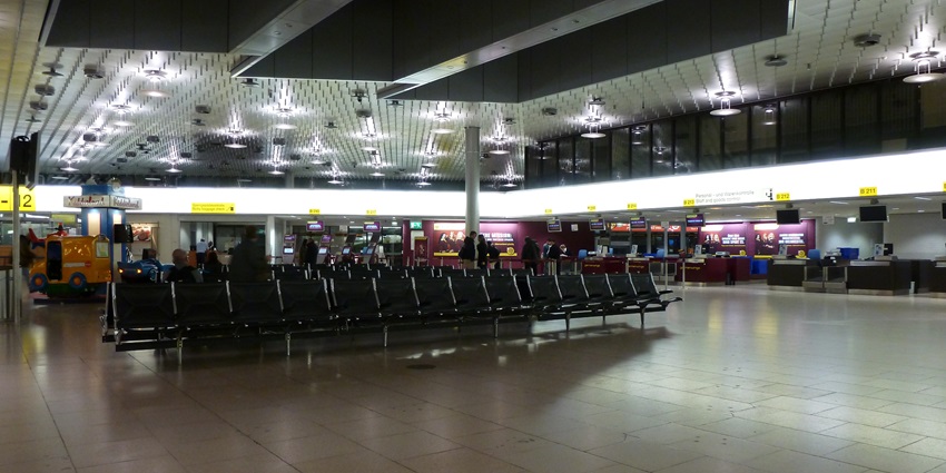 An image of the terminal of Hannover Airport, a major airport.