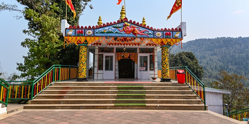 Front view of the beautiful Hanuman Tok Temple in Eastern Sikkim’s Gangtok District