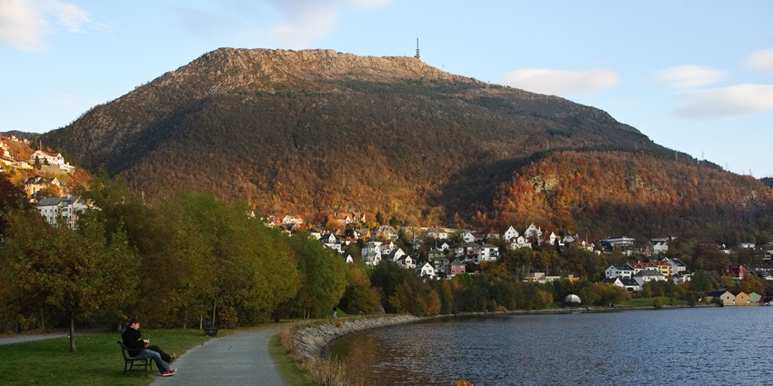 An Image of Mount Ulriken, showcasing a park by the bay at Bergen, Norway.