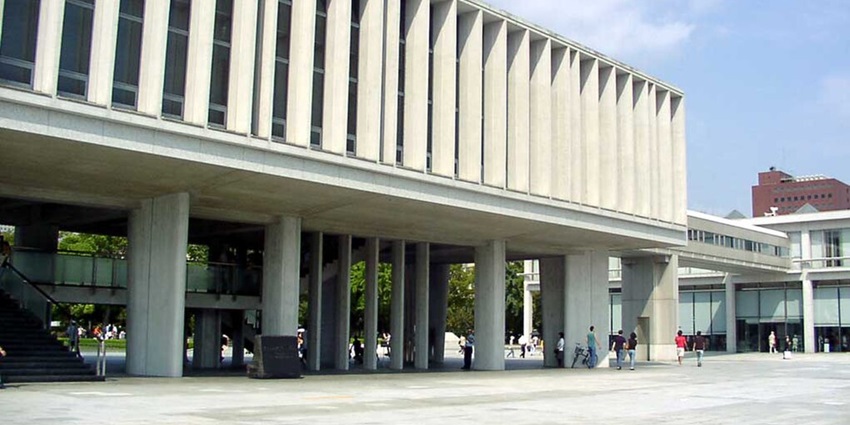 An image of the Hiroshima Peace Memorial Museum in Japan that preserves and promotes peace