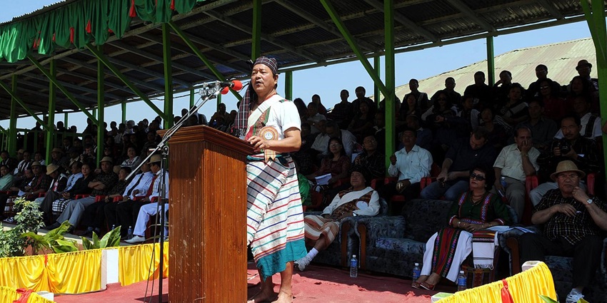 The Chief Minister of Mizoram, Shri Lal Thanhawla addressing at the inauguration of the Chapchar Kut -2010