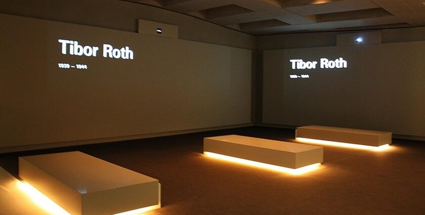 An image showing the interior of the Holocaust Memorial Museum Berlin, a sincere exhibit.