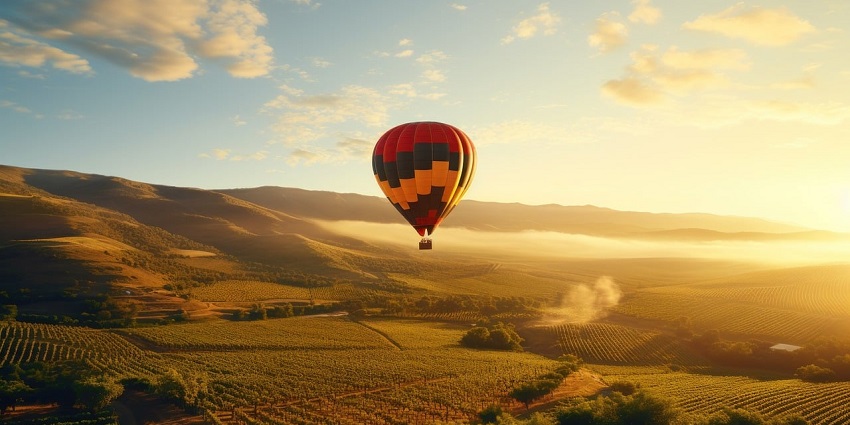 An image showing a hot air balloon soaring in the sky, offering an adventurous experience.