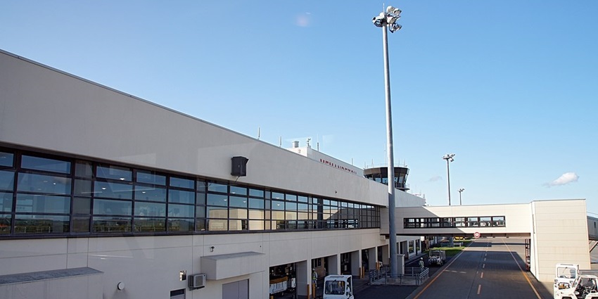 The entrance of Memanbetsu Airport, which is connected to other major cities of Japan.