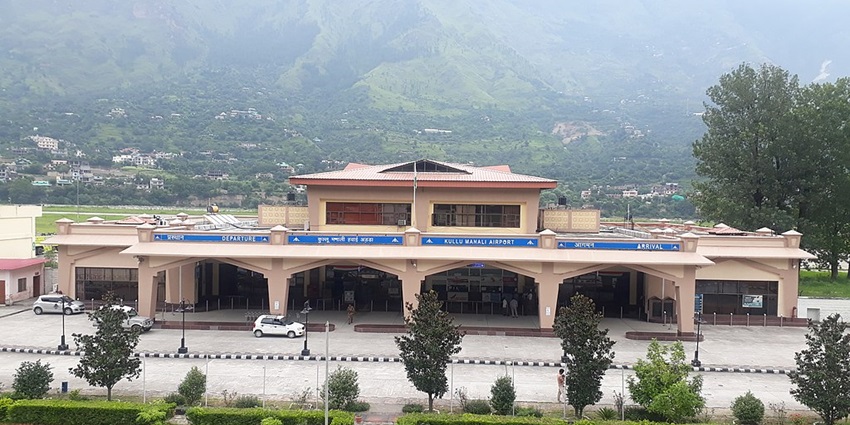 An aerial view of the Kullu-Manali Airport, the nearest airport to Bhrigu Lake in HP