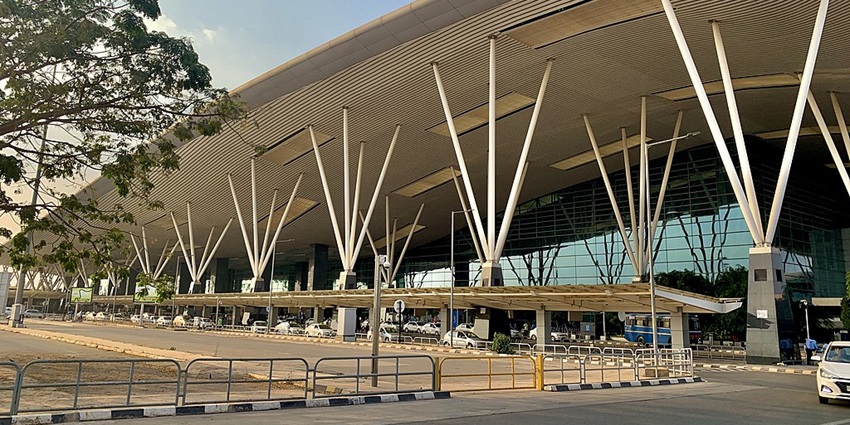 An image of Kempegowda International Airport in Bangalore near Sera Jey Monastery.