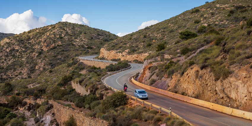 An image showing N-345 road at El Pino in Cartagena, Spain, one way to reach museum