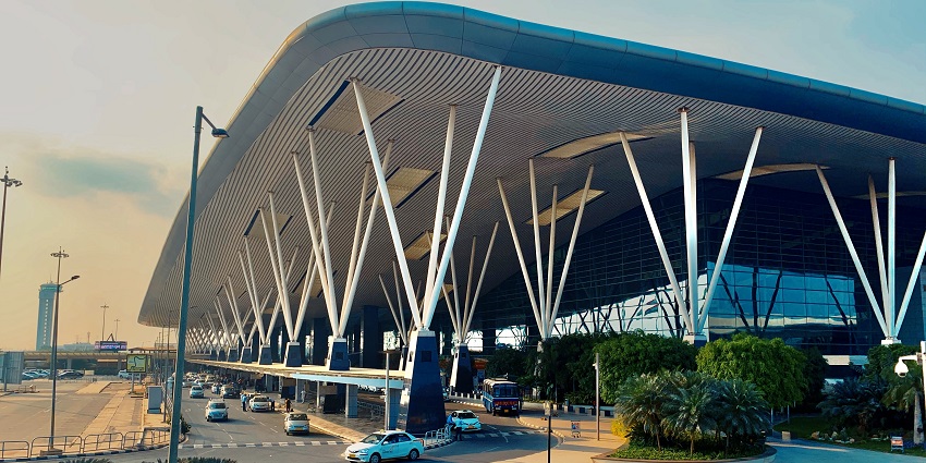 A stunning picture of the newly built terminal 2 of the Bangalore International Airport.