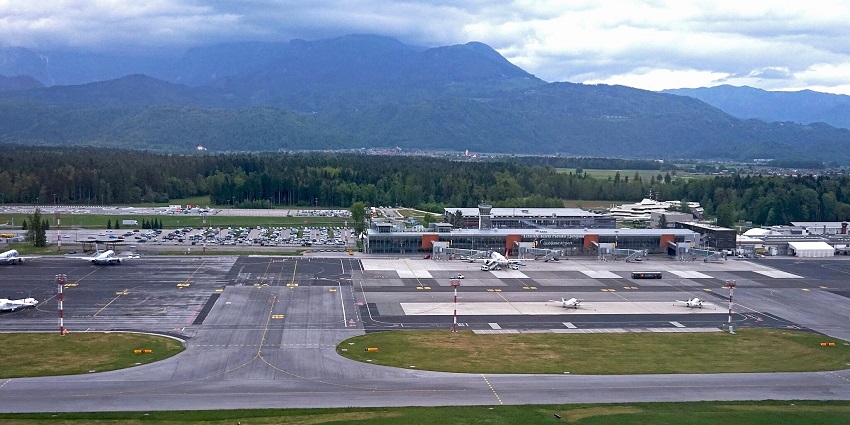An image of runways of Ljubljana Jože Pučnik Airport, nearest to Triglav National Park
