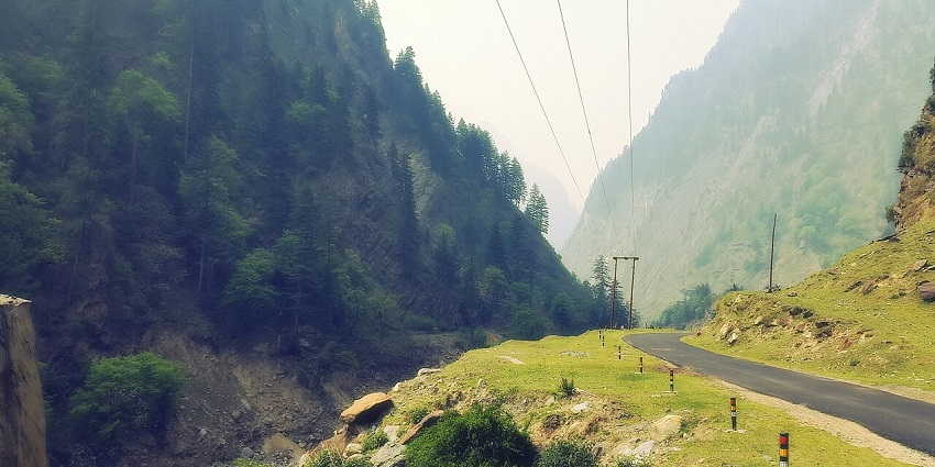 A road to Gangotri Temple in the northern Indian state of Uttarakhand