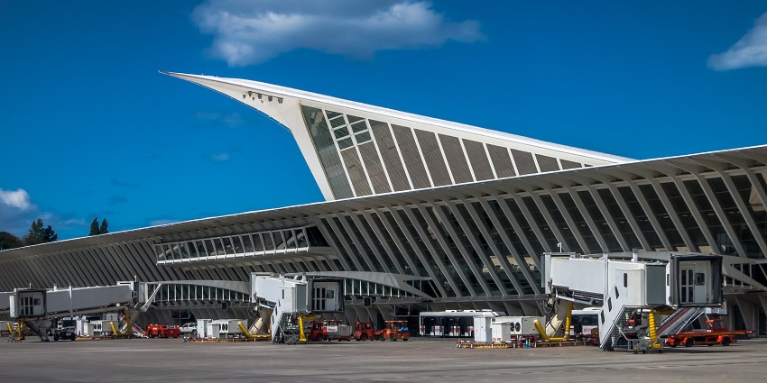 Exteriors of the Bilbao Airport, the fastest way to reach Guggenheim Museum, Bilbao.