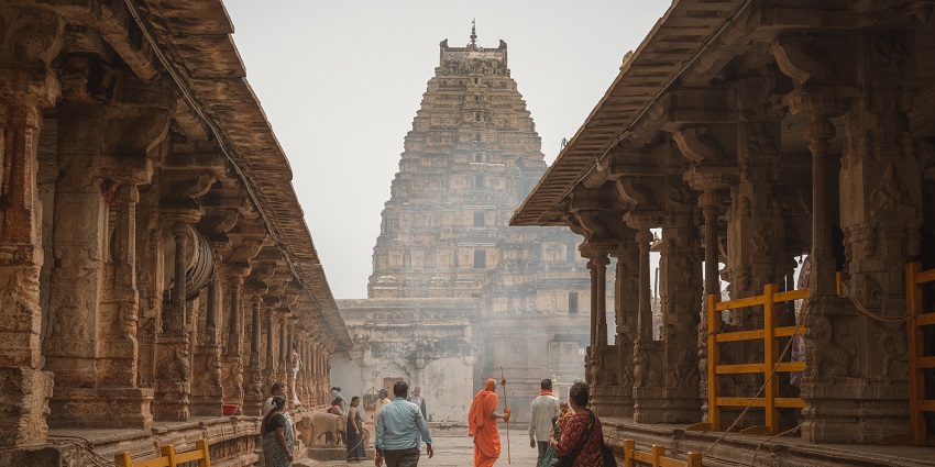 Virupaksha Temple in Hampi, India. Part of the Group of Monuments at Hampi