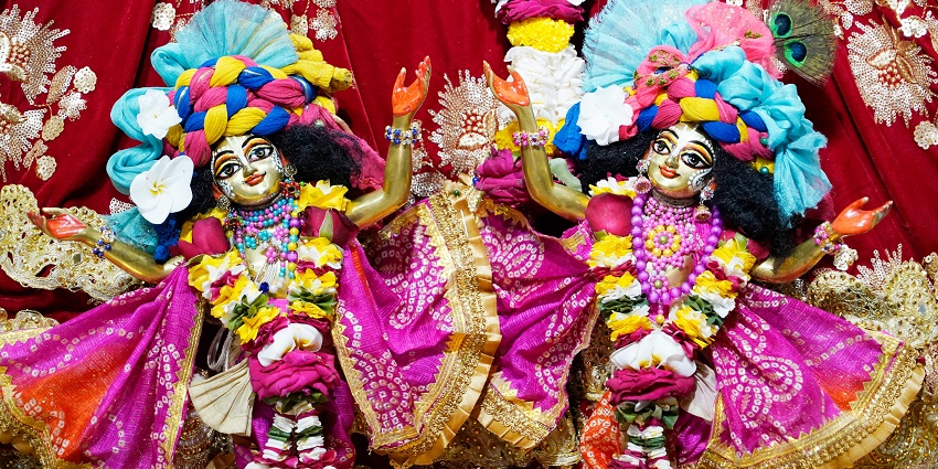 An image of an altar resembling the ISKCON Munich temple showcasing its tranquil atmosphere.
