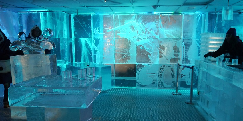 An image showing the Stockholm Ice Bar, capturing the unique atmosphere of nightlife in Sweden.