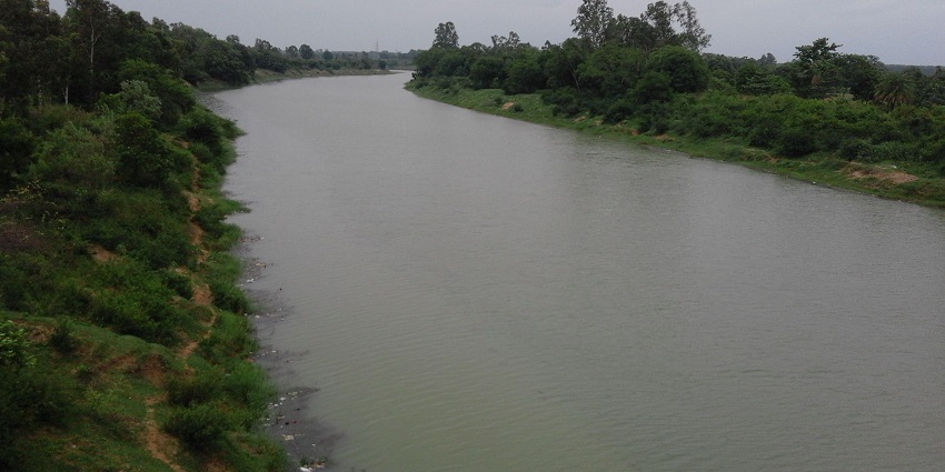 Indravati River passing through Jagdalpur by Chattisgarh and surrounded by greenery