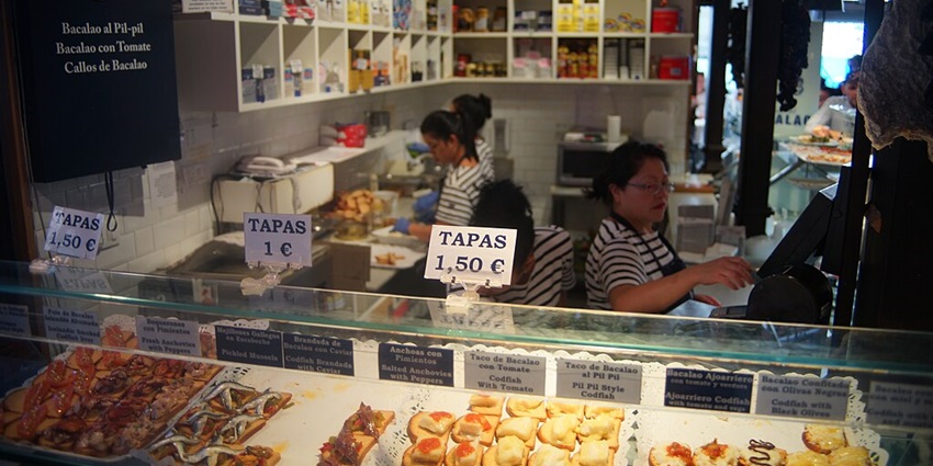 View of famous Spanish Tapas - one of the things to do in Madrid