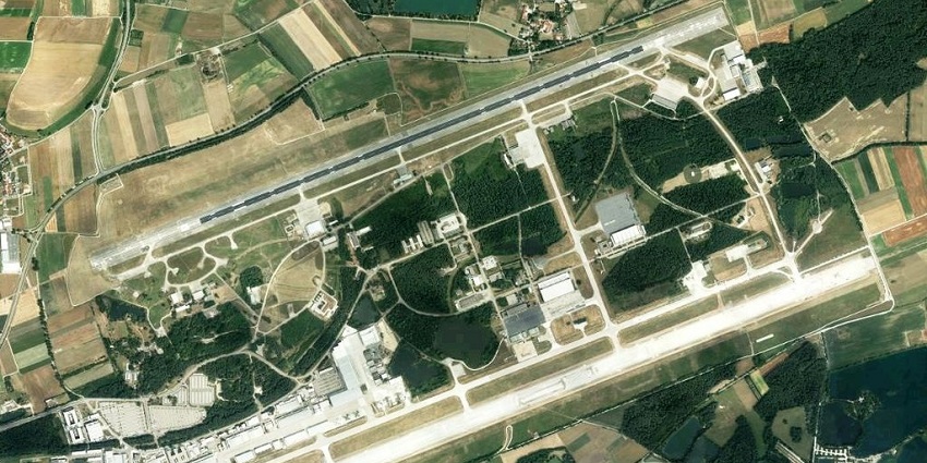 An image of the aerial view of Ingolstadt Manching Airport located in Munich.