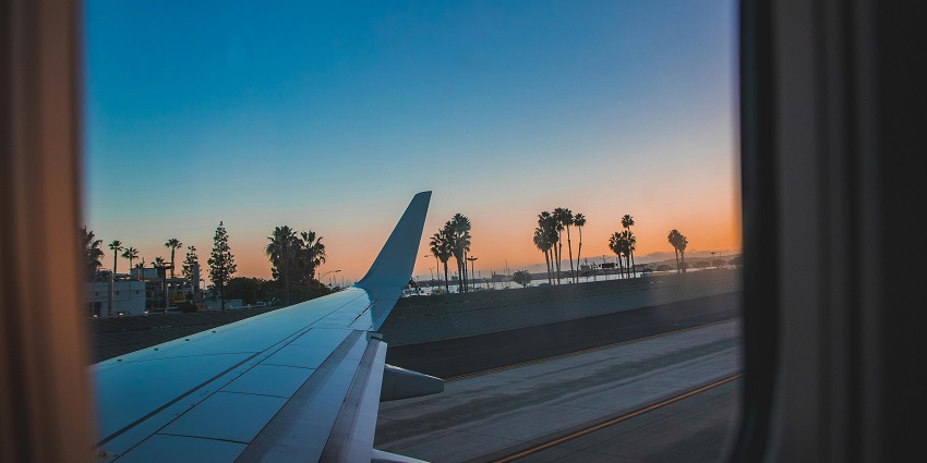 Snapshot taken from the inside of an aeroplane during the take off from the Airport