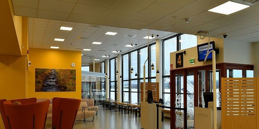 An image of the interior of the Ivalo Airport, a famous airport in Finland