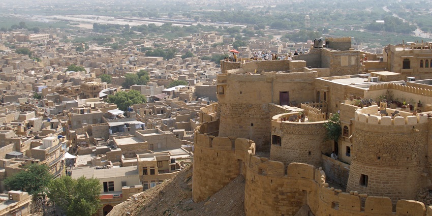 The view of the Jaisalmer city taken from the Jaisalmer Fort, the only living fort, as mentioned in Rajasthan travel guide.