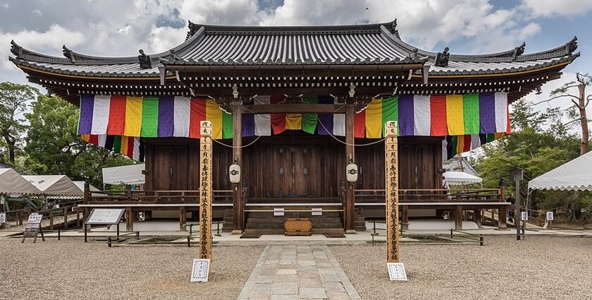 Architectural details of Kannon Hall at Ninna-ji, a stunning example of Japanese temples.