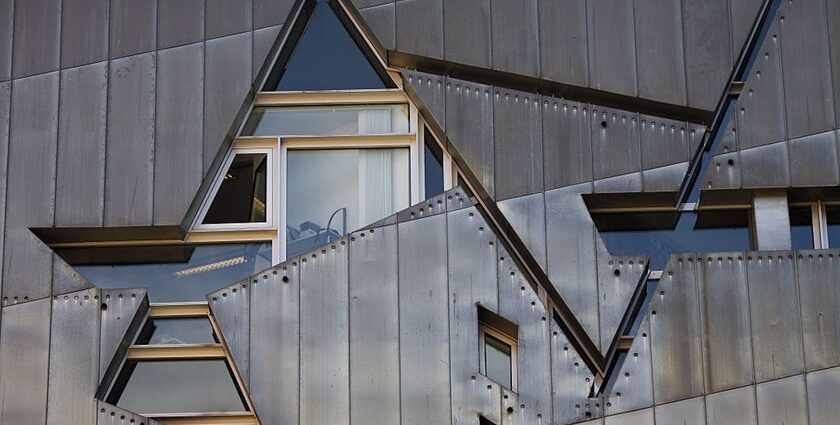 An image showing the striking modern exterior of the Jewish Museum in Berlin, Germany.